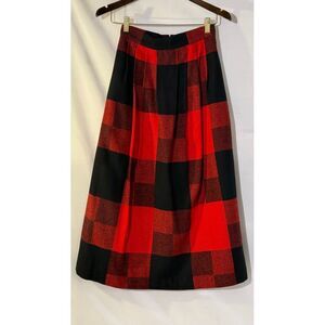 Pliers Vintage Buffalo Plaid Maxi Skirt Red Black Checkered Winter A-Line SZ.7/8